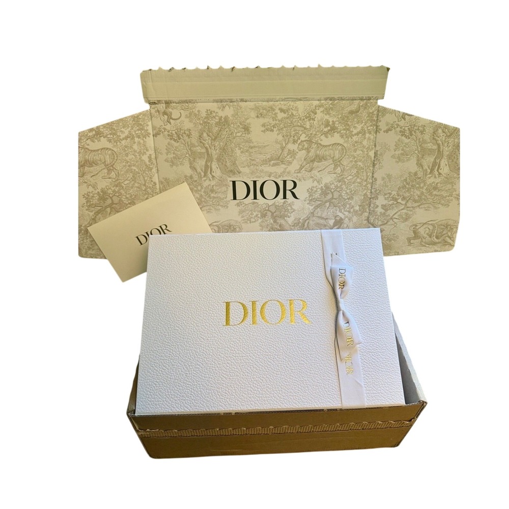Christian Dior White Gold Gift Box 13x9.5x5 Ribbon Card